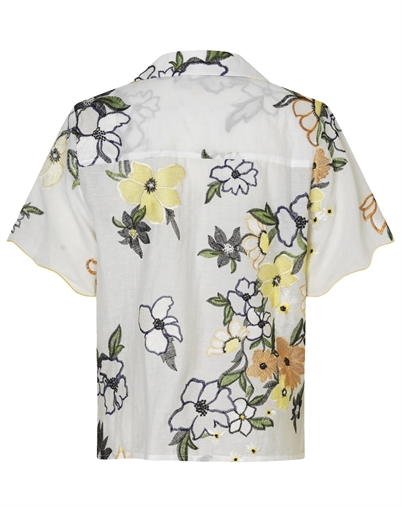 Stine Goya - Scalloped Short Sleeve Skjorte - Wild Flowers Embroidery 